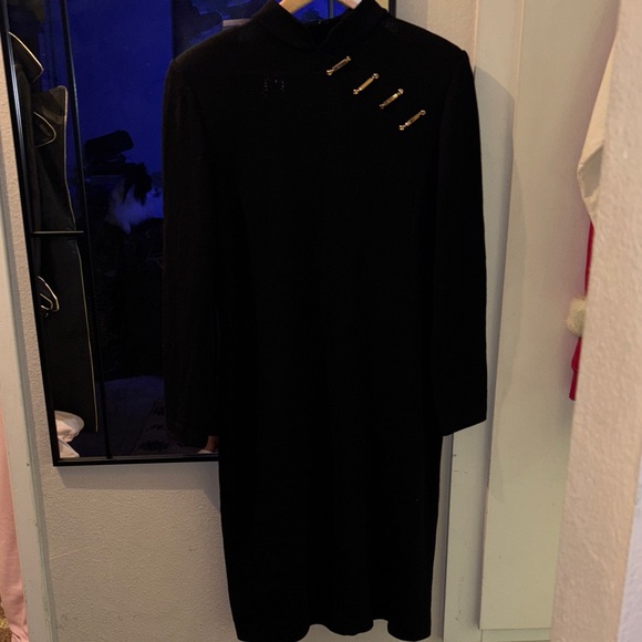 St. John Santana Knit Dress with Gold Details - Picture 2 of 13